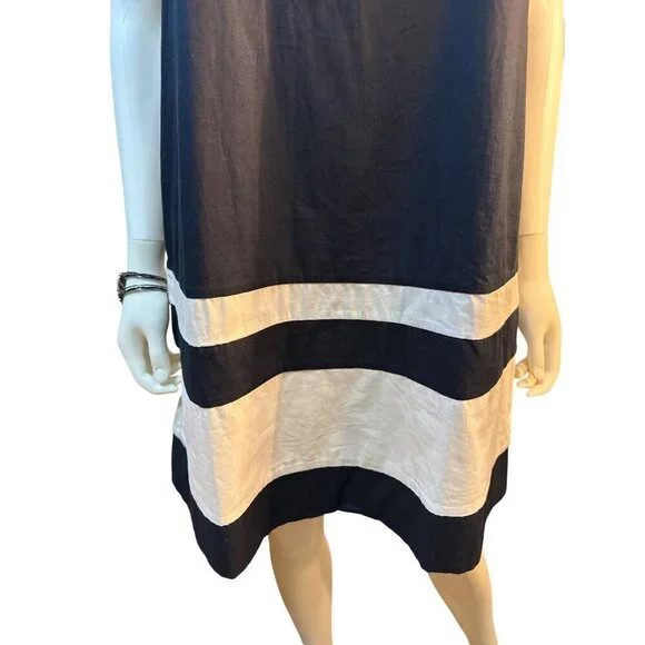 Christian Lacroix Navy & White Halter Neck Dress Back Tie Detail Size S NWT - Picture 2 of 8
